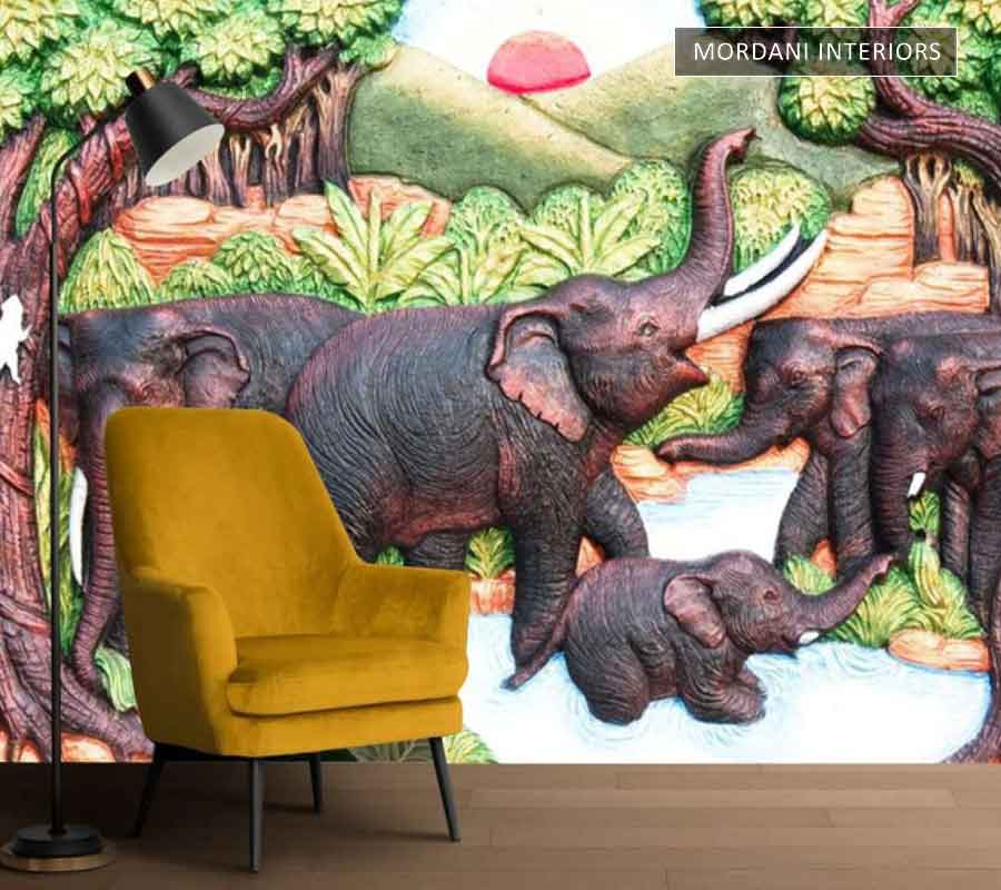ELEPHANT SAFARI TROPICAL WALL MURALS _ I